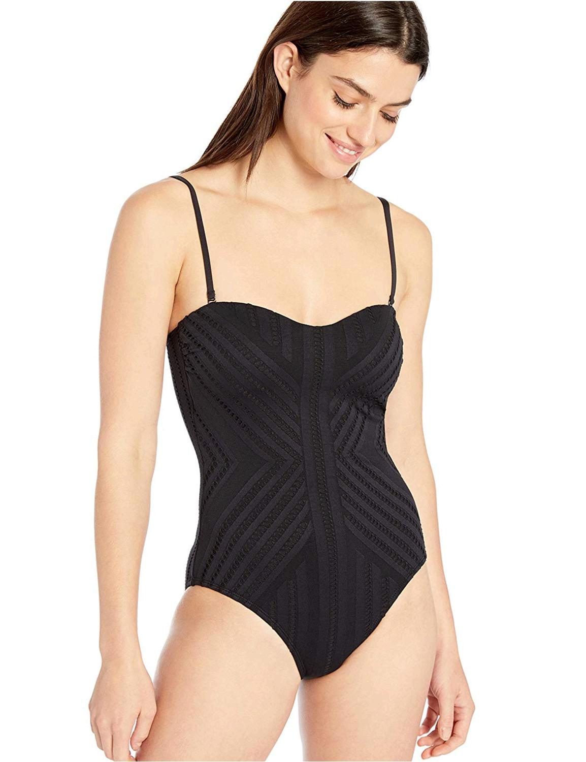 Cole REACTION Women's Bandeau One Piece Swimsuit,, Black, Size