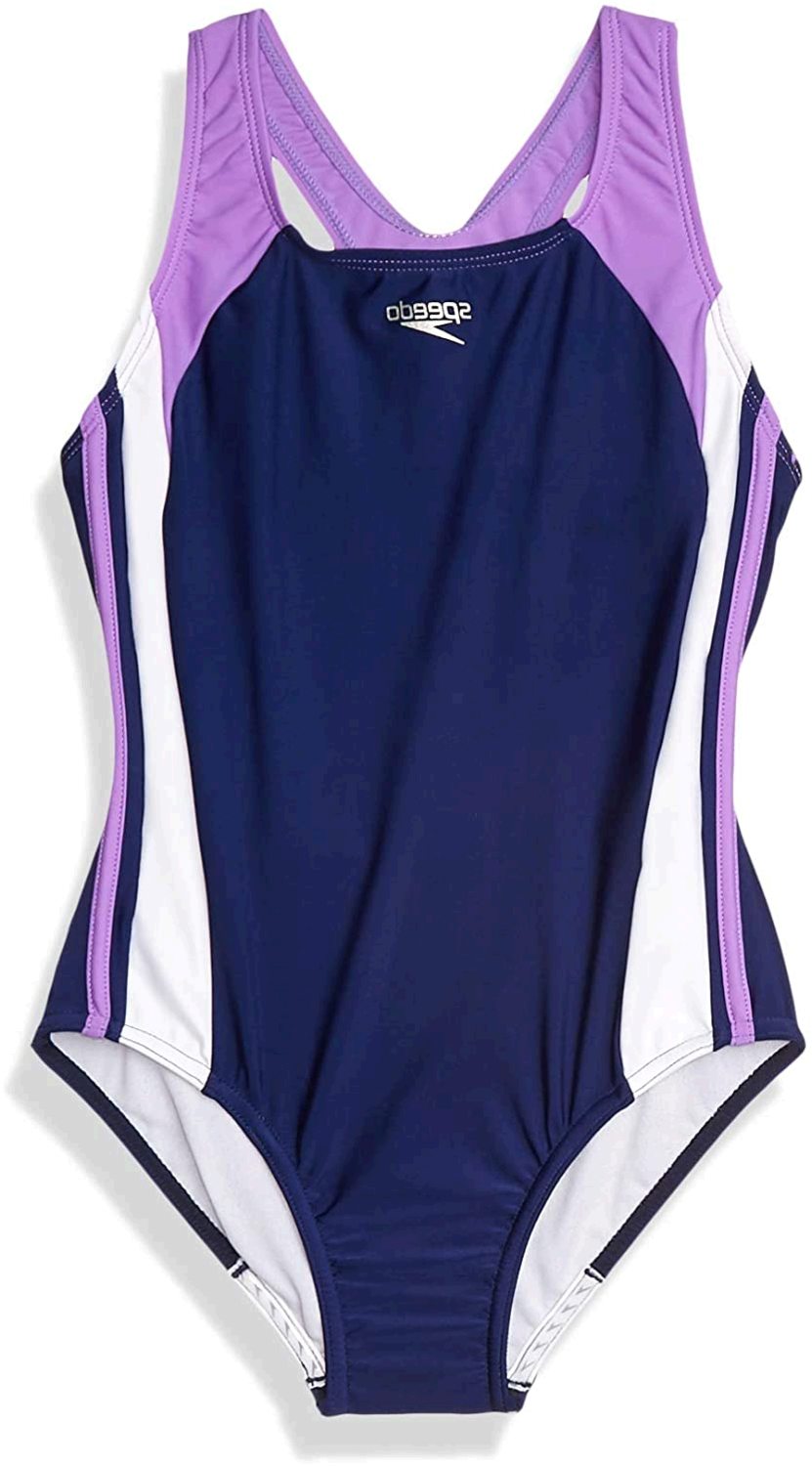 Speedo Girls Swimsuit One Piece Infinity Splice Thick Sweet Taro 