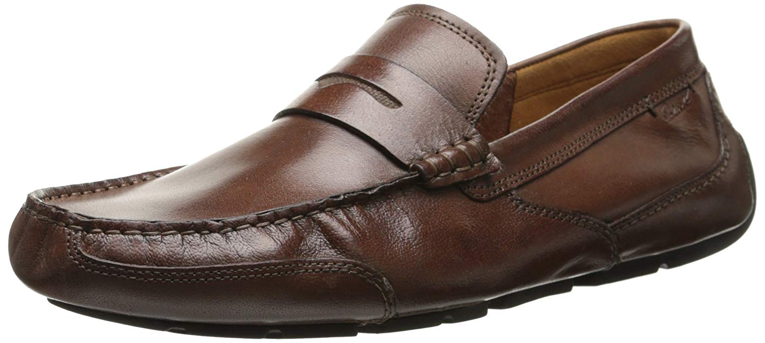Clarks Mens Ashmont Leather Round Toe Slip On Shoes, Brown