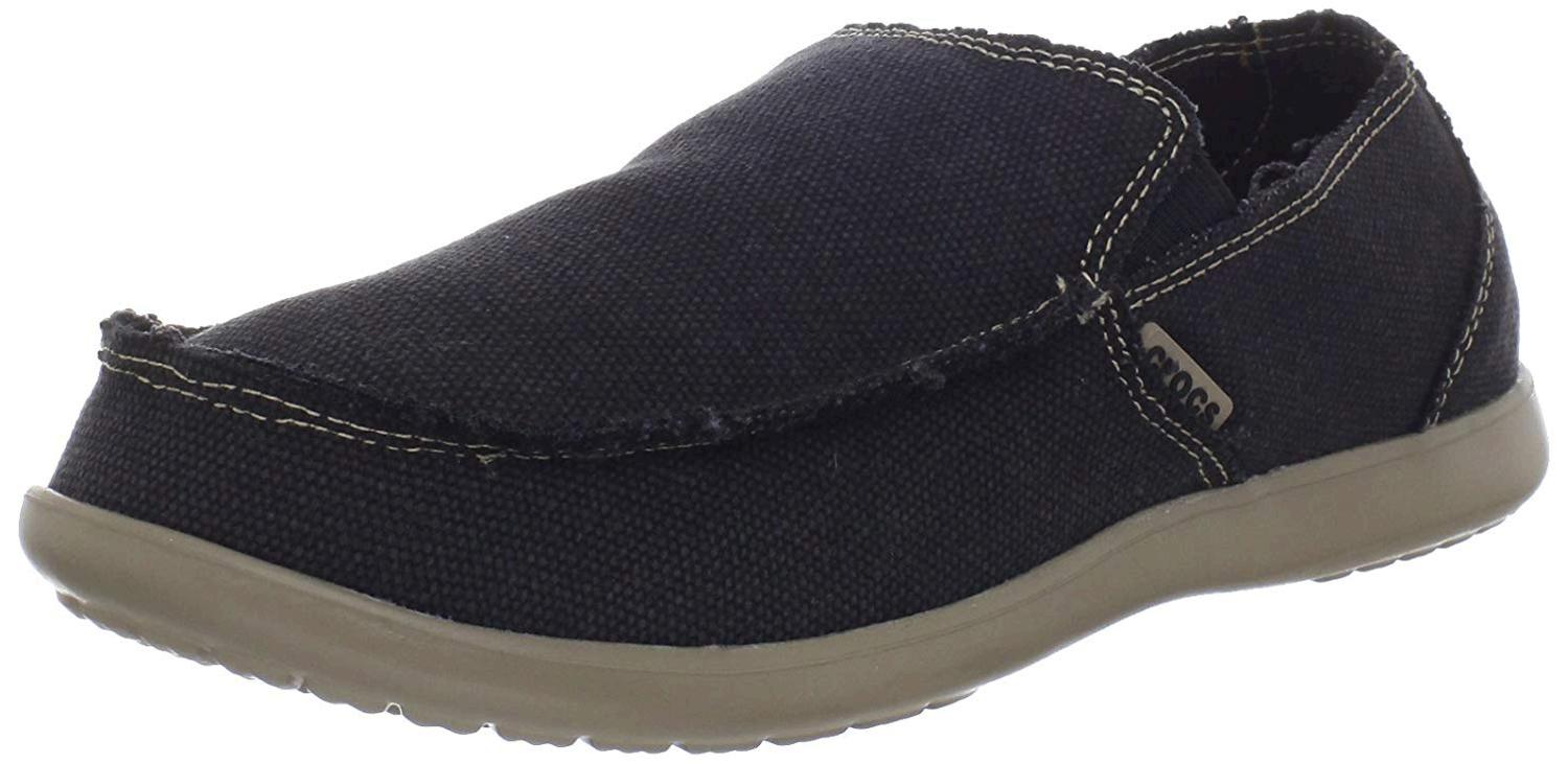 crocs Men's Santa Cruz Clean Cut Slip-On Loafer, Black/Khaki, Size 11.0 ...