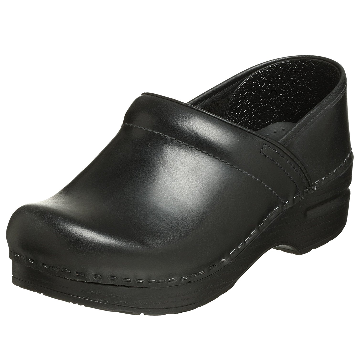 Dansko Womens Professional Leather Closed Toe Clogs, Black Cabrio, Size ...