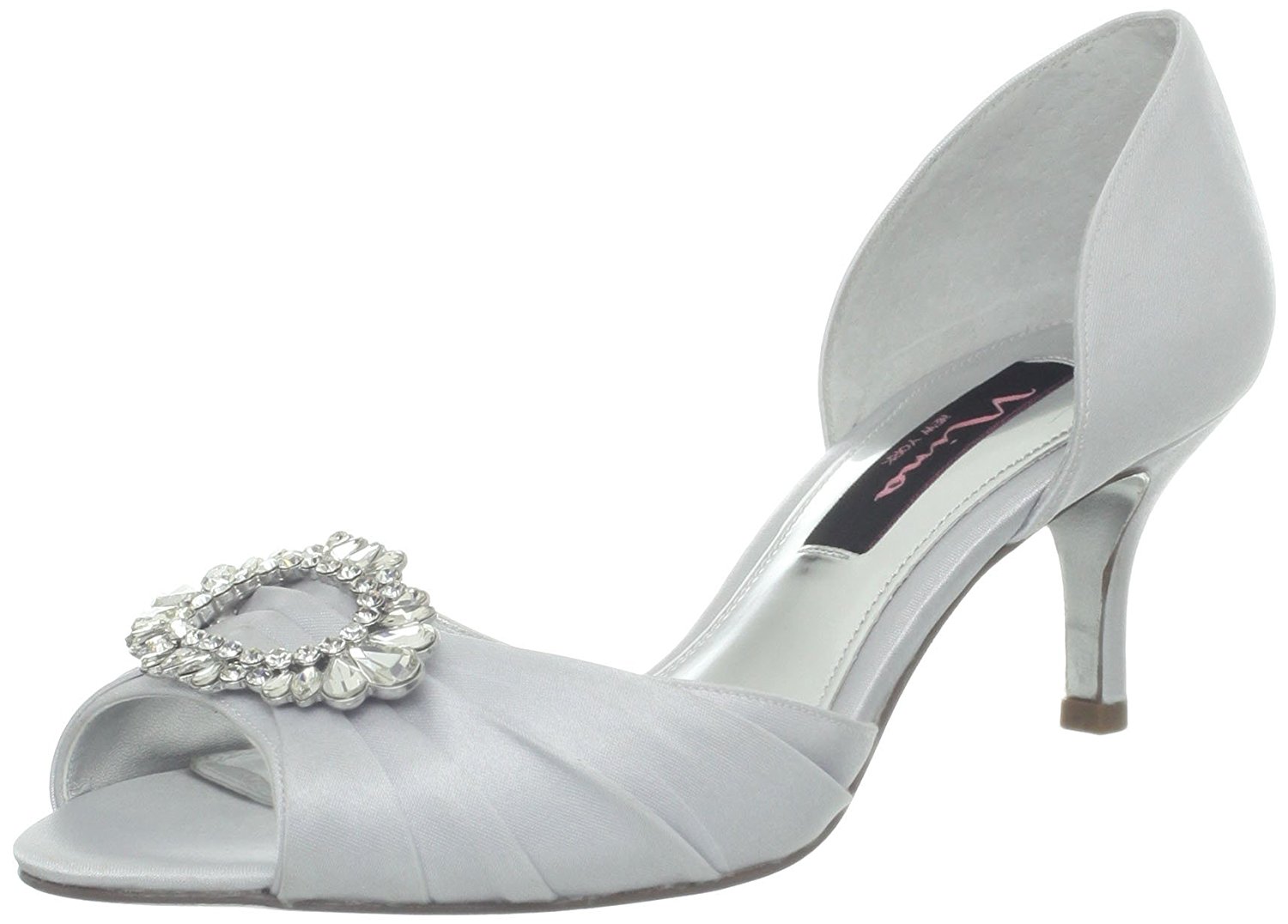 Nina Womens Crystah Peep Toe Dorsay Pumps Silver Royal Size 7.0 Nina Womens Crystah Peep Toe Dorsay Pumps Silver Royal Size 7.0