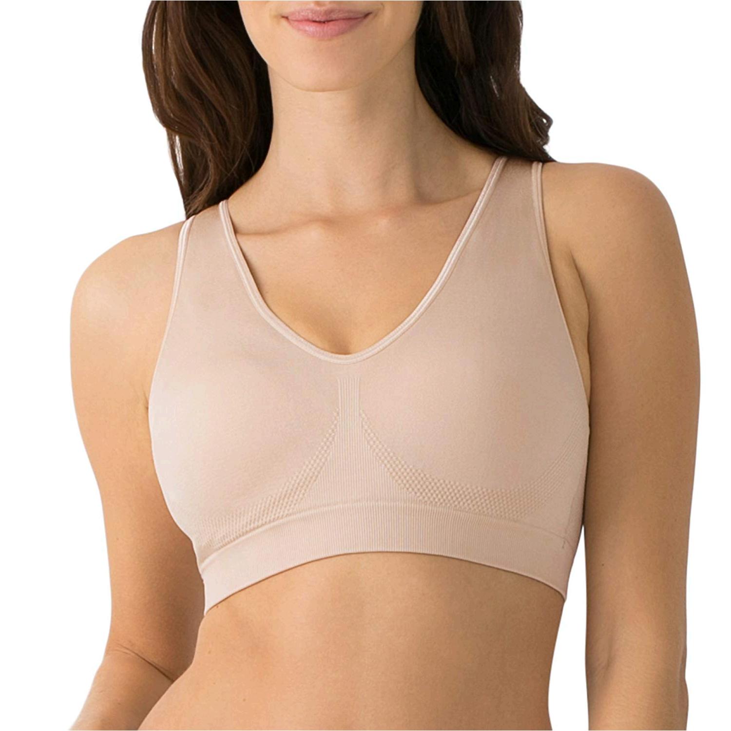 Fruit of the Loom Women's Seamless Pullover Bra with Builtin, Beige
