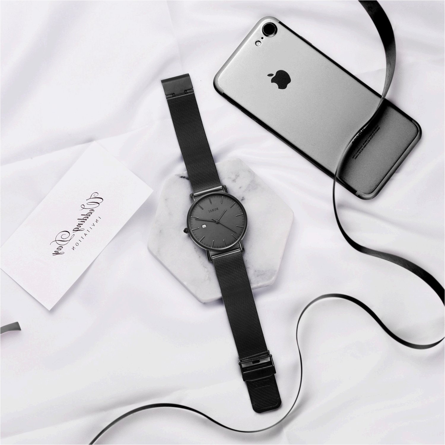 burei men's fashion minimalist wrist watch