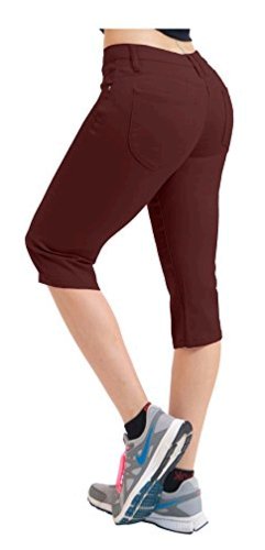 Women S Butt Lift Super Comfy Stretch Denim Capri Jeans Brown Size 24