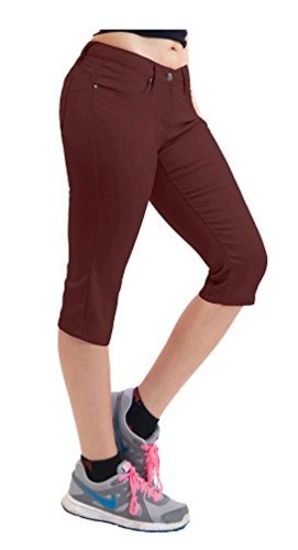 Women S Butt Lift Super Comfy Stretch Denim Capri Jeans Brown Size 24