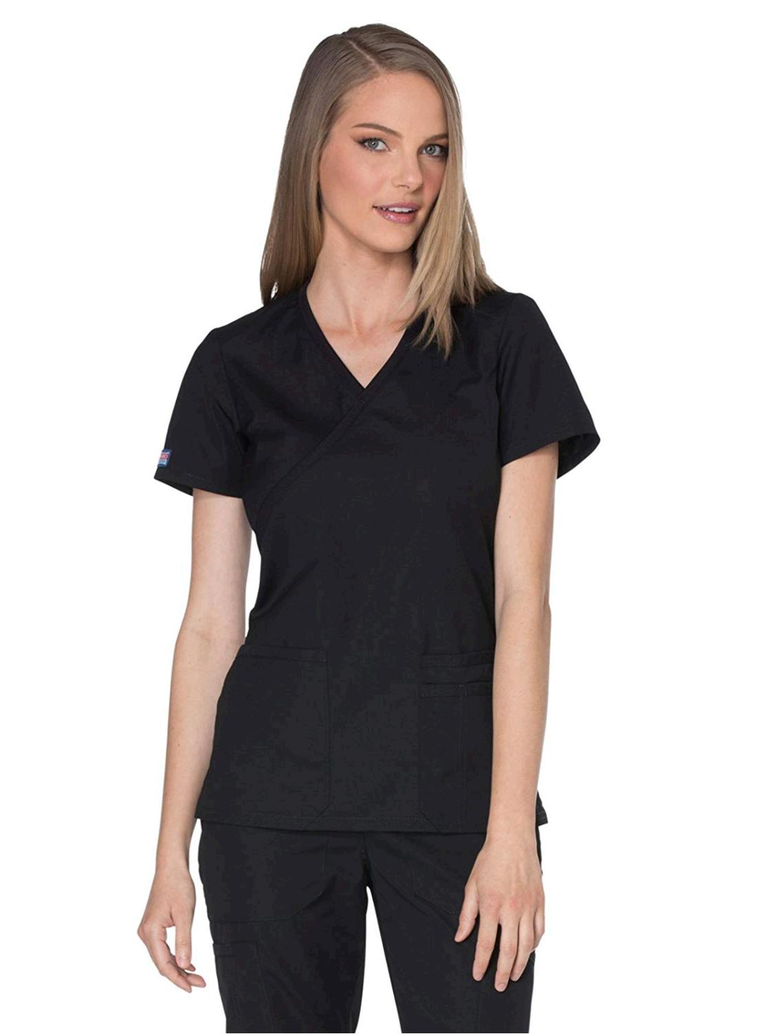 Download Cherokee Women's Workwear Core Stretch Mock Wrap Scrubs, Black, Size X-Small CsP | eBay