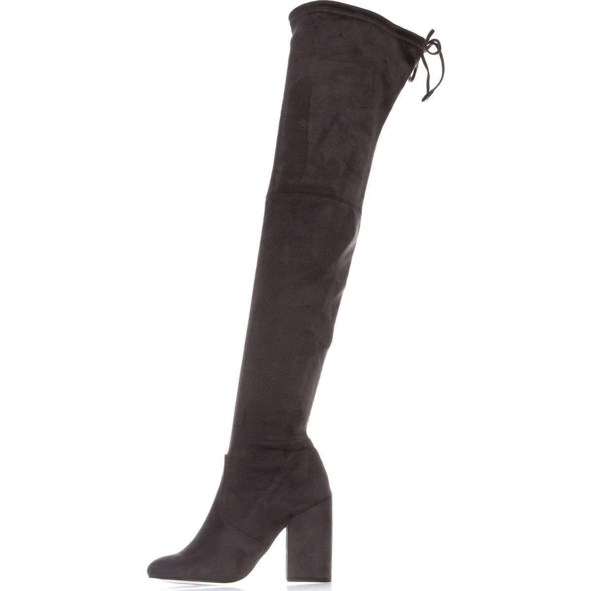 Steve Madden Womens Norri Stretch Covered Thigh-High Boots, Grey, Size ...