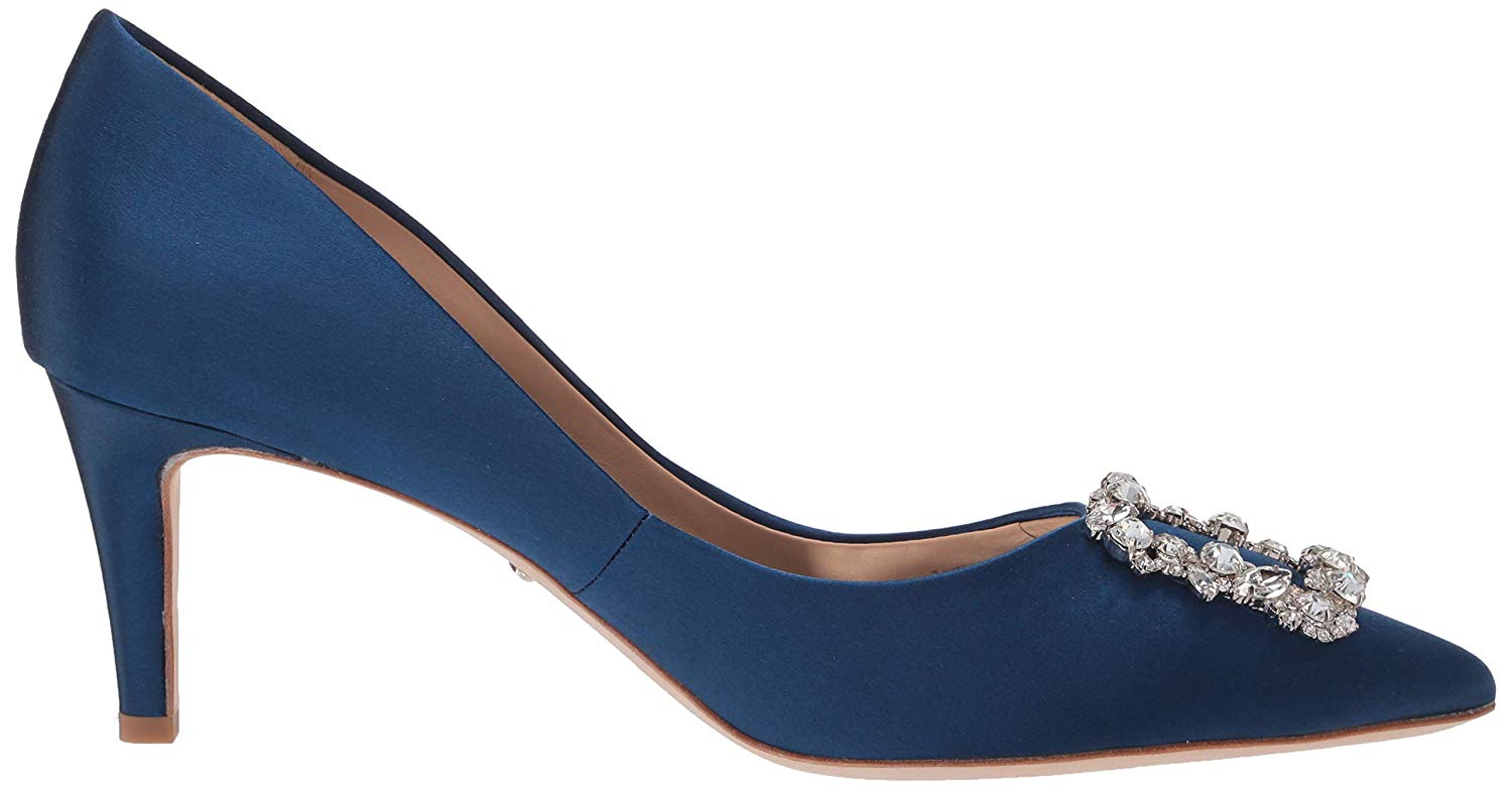 BADGLEY MISCHKA Women's Shoes Carrie Silver Fabric Pointed Toe, Navy ...