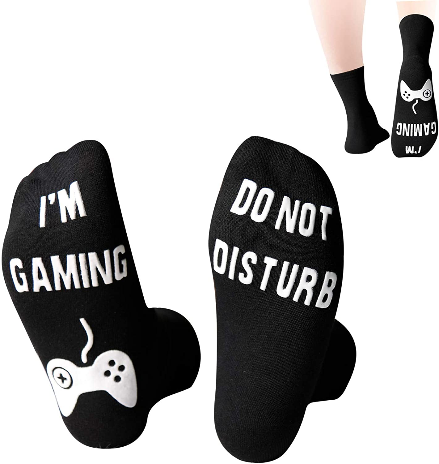 Do Not Disturb I'm Gaming Socks, Gaming Sock Funny Novelty, Black, Size ...