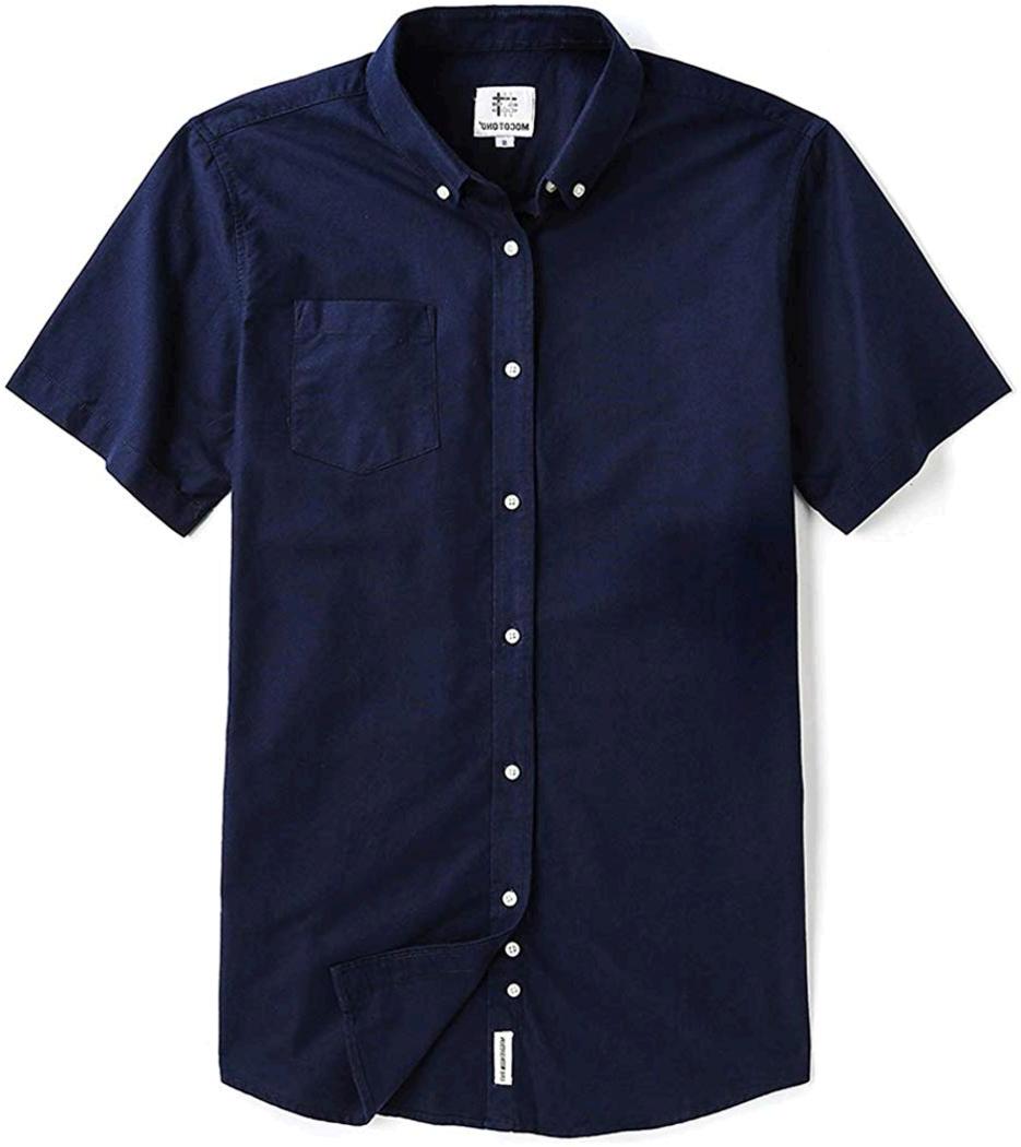 Men's Short Sleeve Oxford Button Down Casual Shirt, Navy, Size XX-Large ...