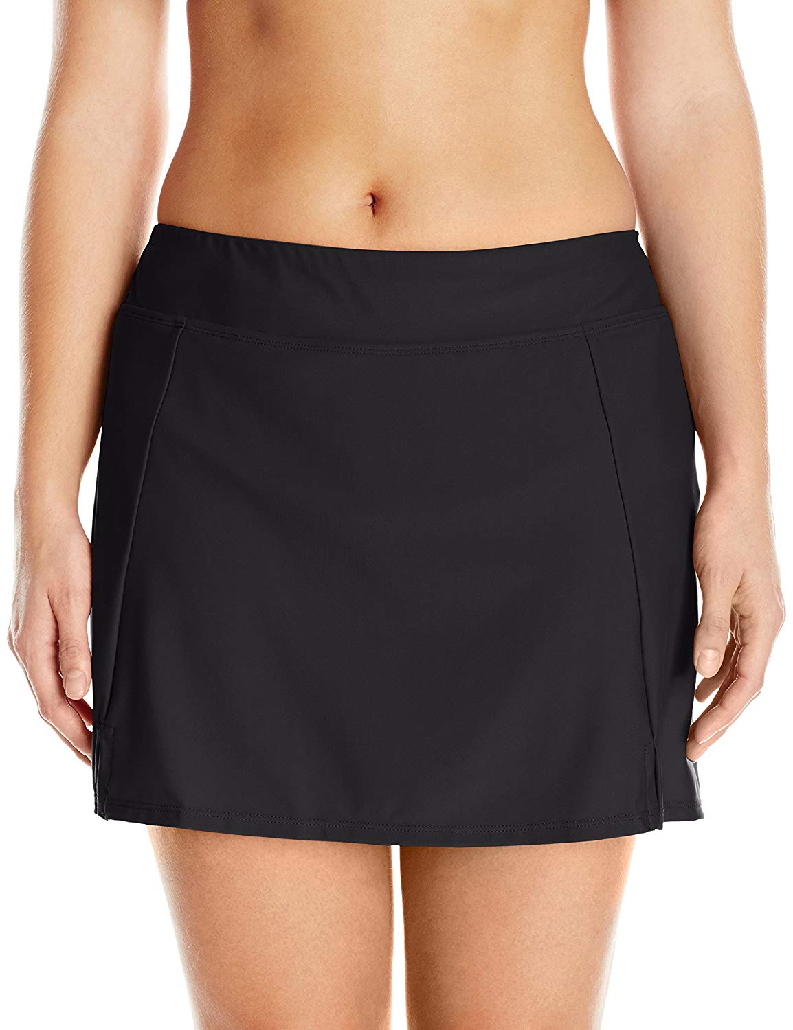 Maxine Of Hollywood Women's Plus-Size Side Slit Swim Skirt, Black, Size ...