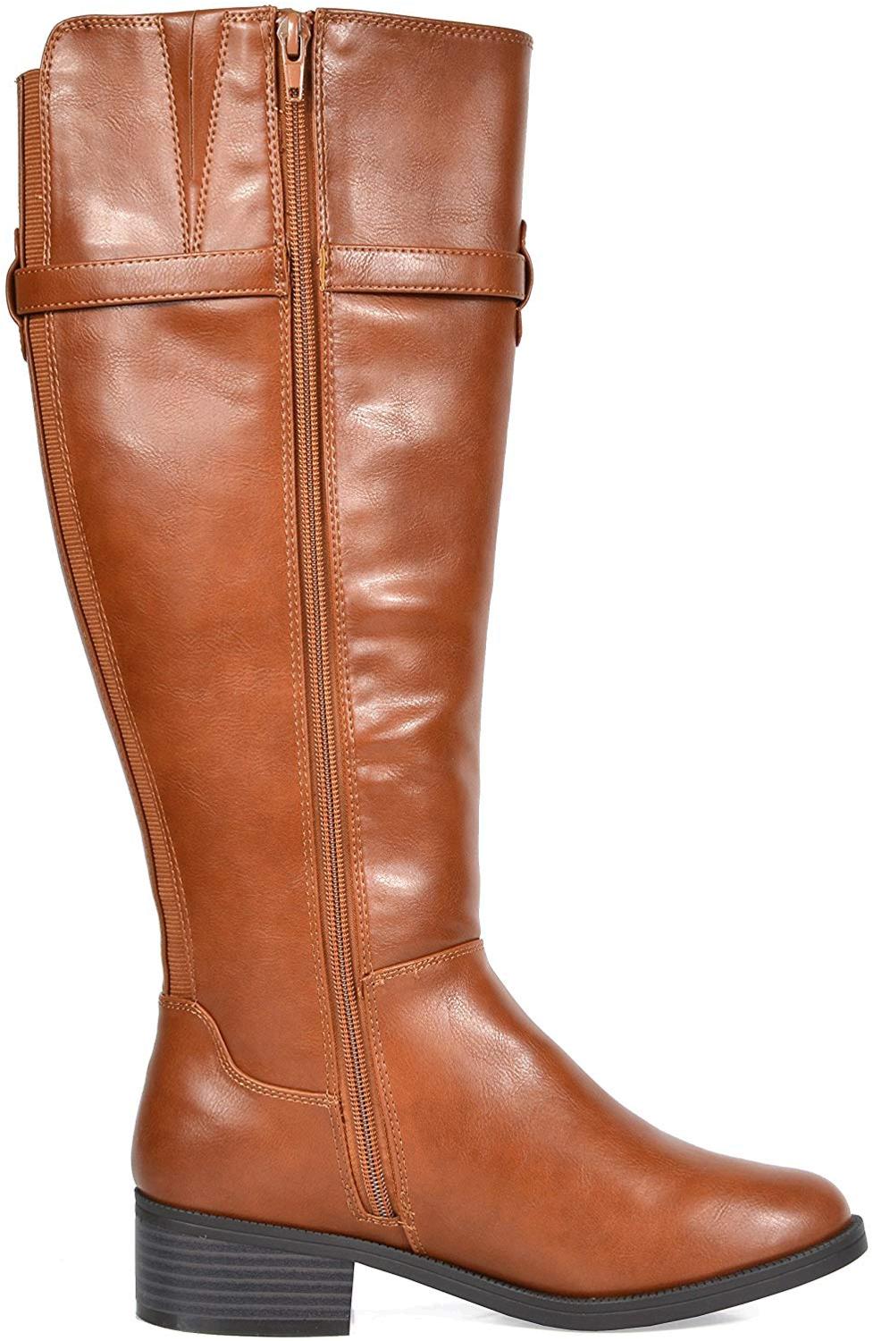 TOETOS Women's Knee High Riding Boots Wide Calf, Tan-hazel-w, Size 11.0 ...