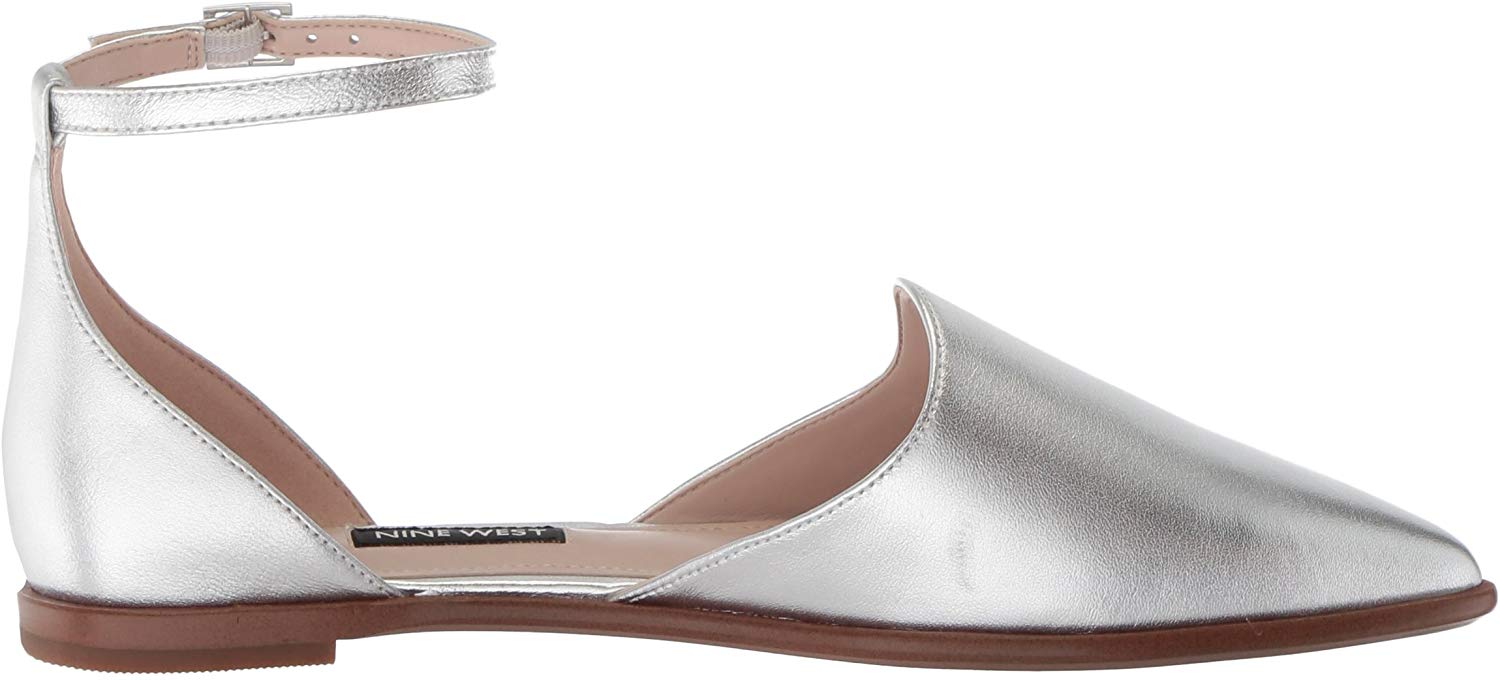 nine west silver flat shoes