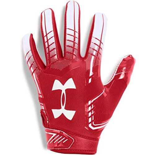 Under Armour boys F6 Youth Football Gloves, Red (600)/White, Size Youth