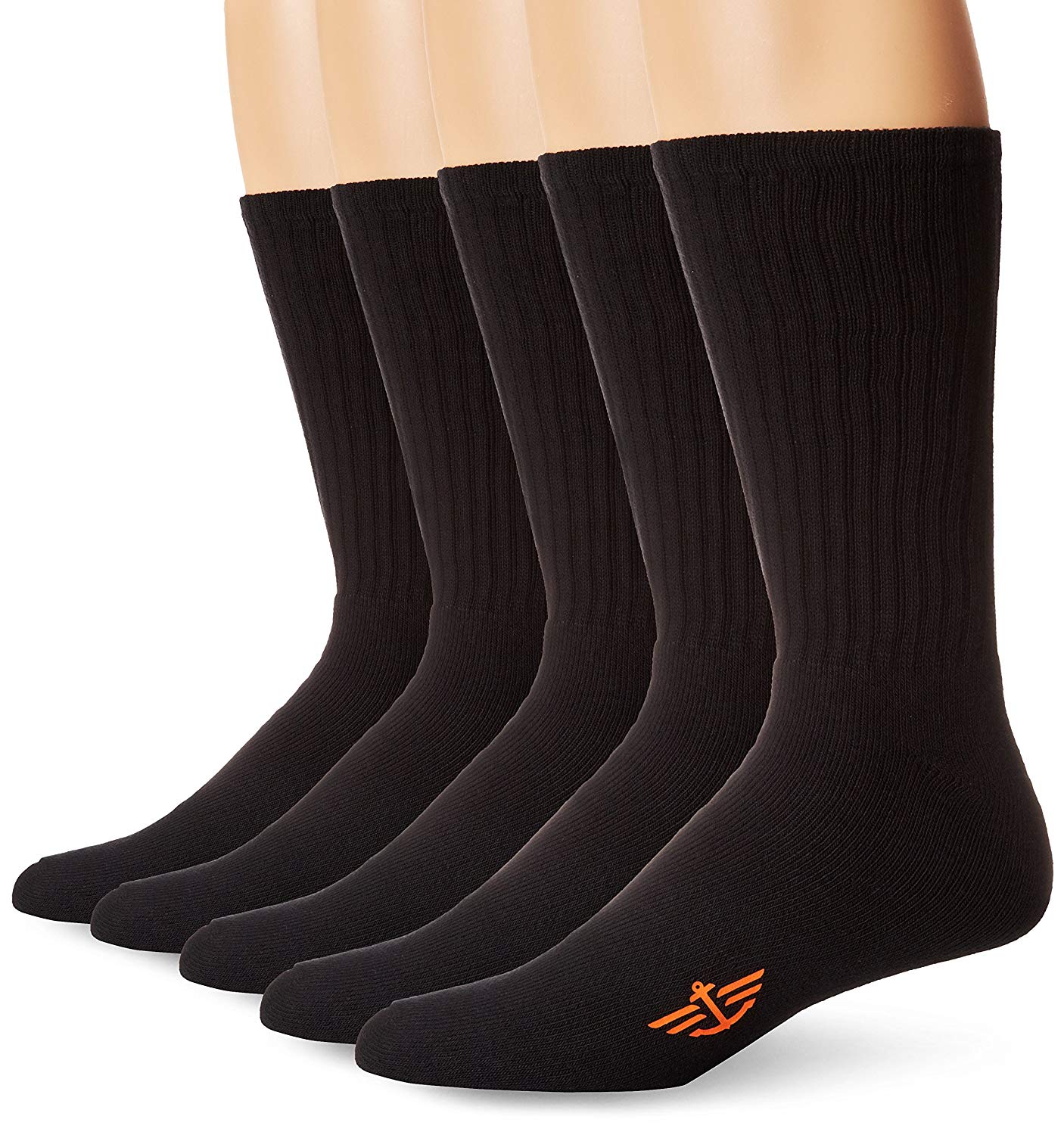 Dockers Men's 5 Pack Cushion Comfort Sport Crew Socks, Black,, Black ...