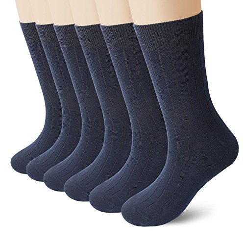 Womens Thin Cotton Crew Socks High Ankle 6 Pack, Navy Blue, Size 9.0 ...