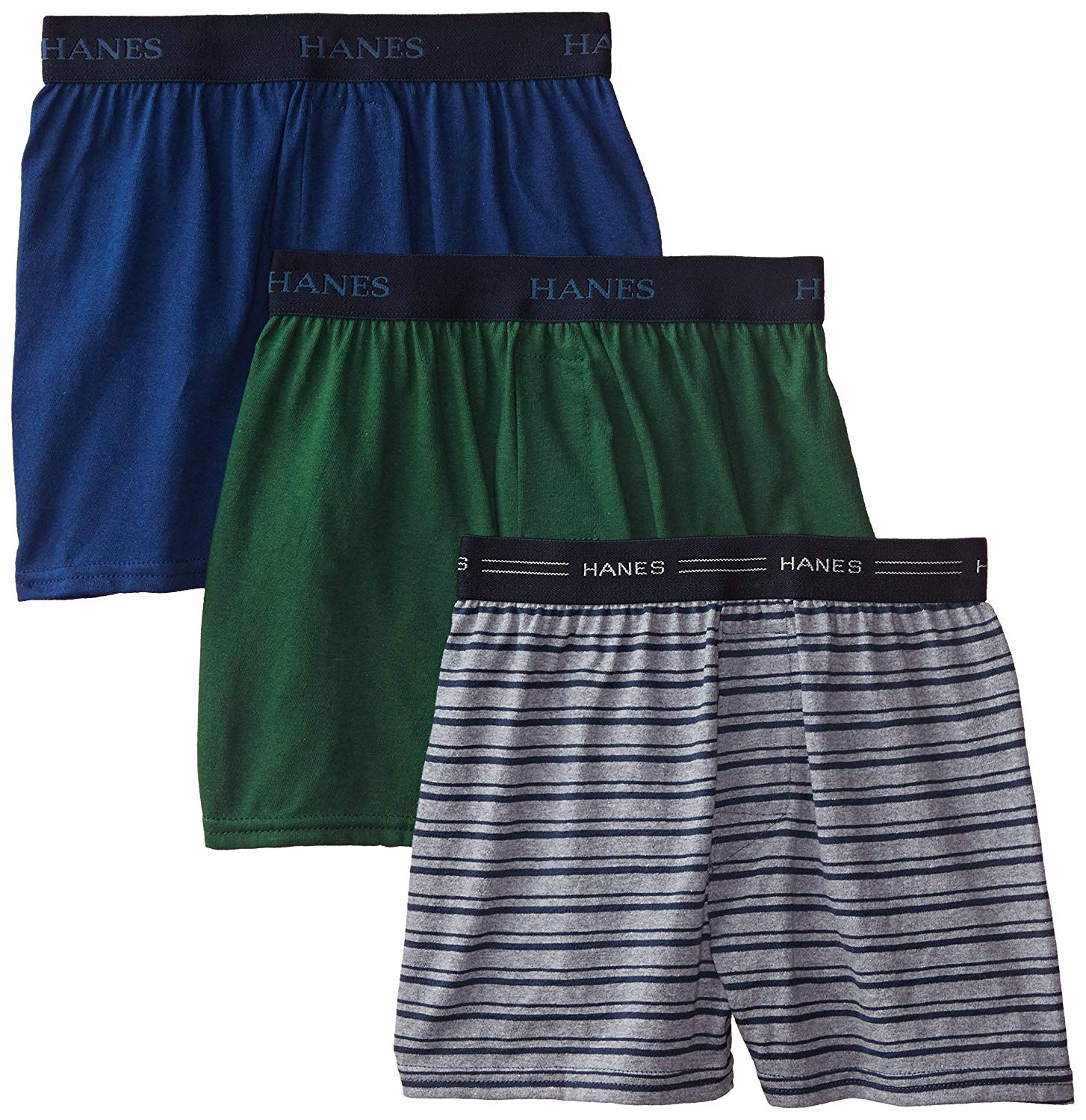 Hanes Boys' 3 Pack Ultimate Comfort Flex Solid Knit Boxer,, Assorted ...