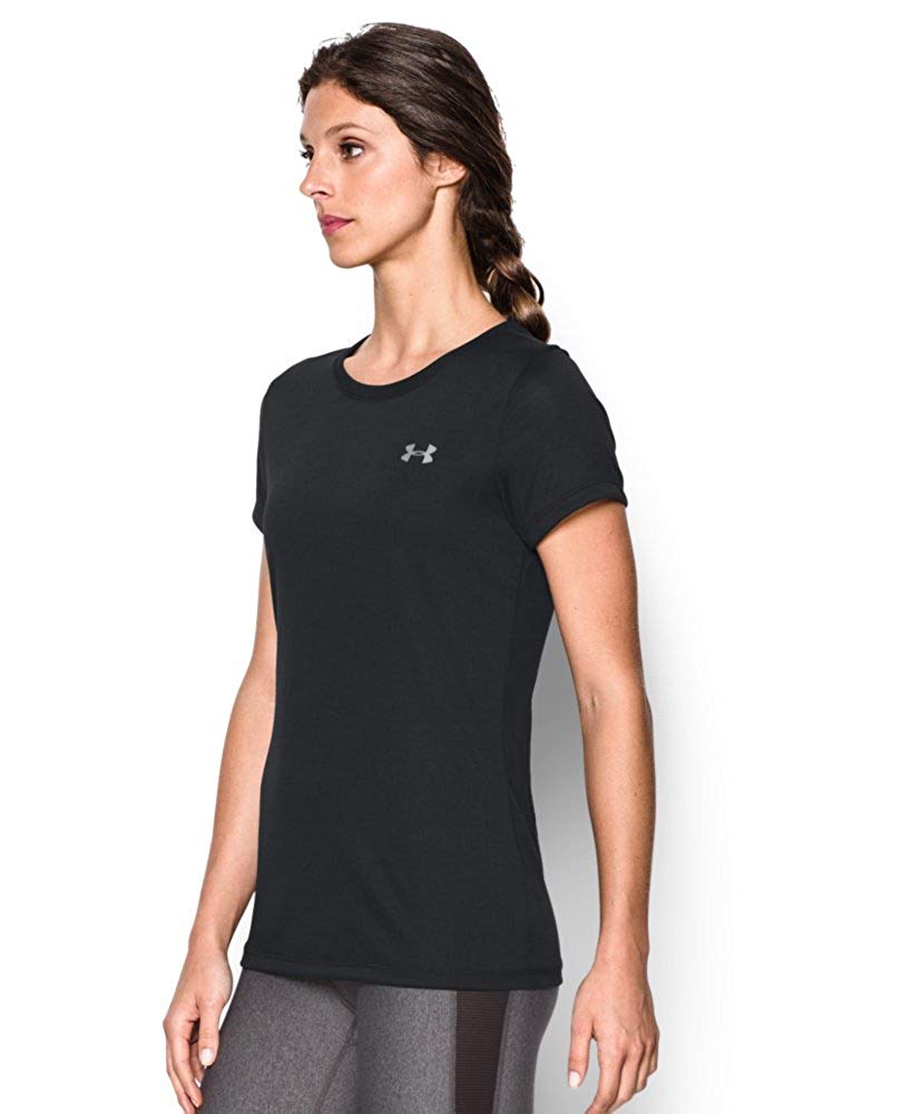 Under Armour Women's Tech T-Shirt, Black (001)/Metallic, Black, Size ...