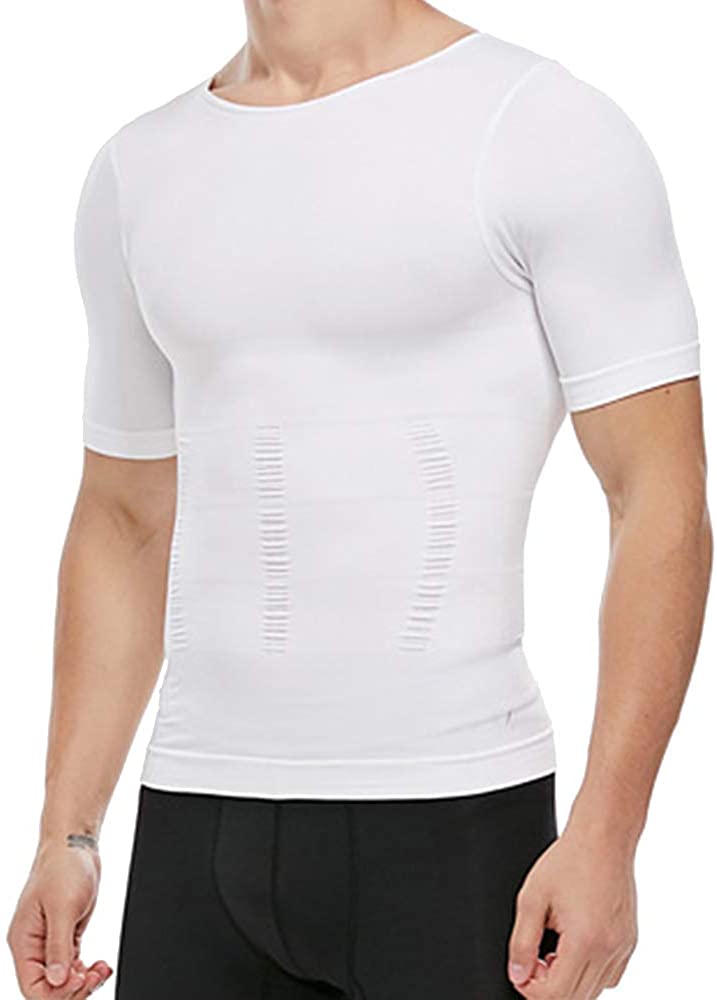 Men's Compression Shirt Undershirt Slimming Tank Top, White, Size X ...