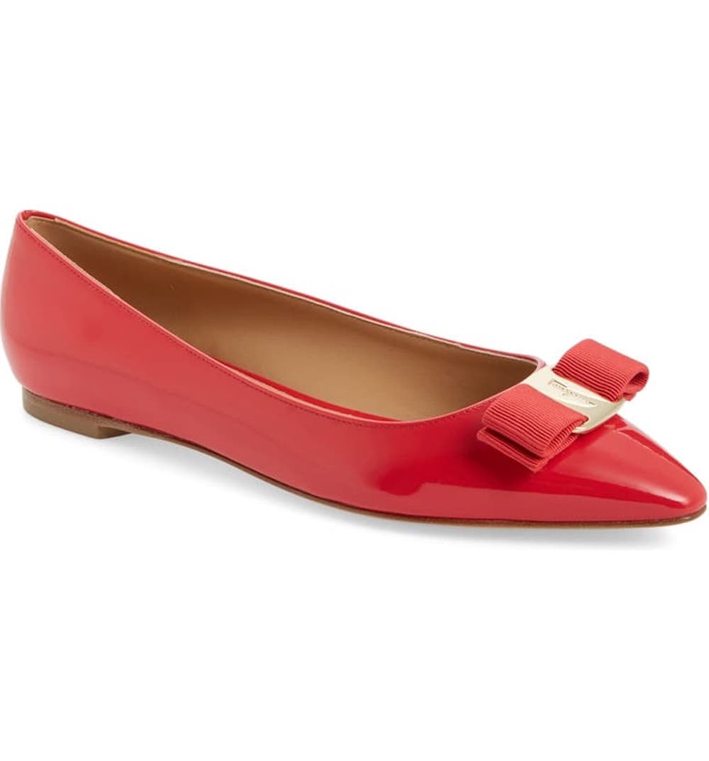 salvatore ferragamo red ballet flats