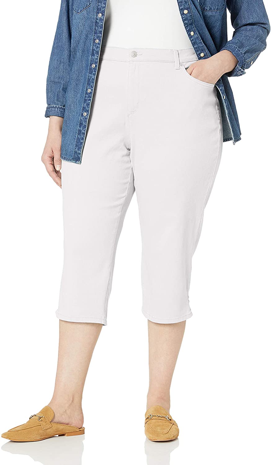 Gloria Vanderbilt Women's Plus Size Amanda Capri Jeans, Crystal White