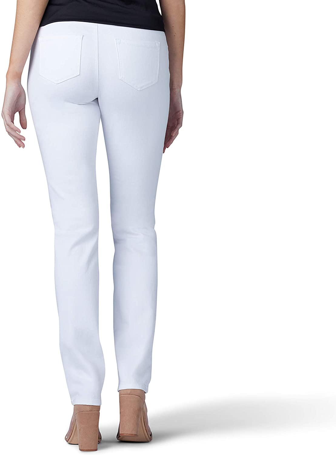 Lee Uniforms Women's Sculpting Fit Slim Leg Pull on Jean, White, Size ...