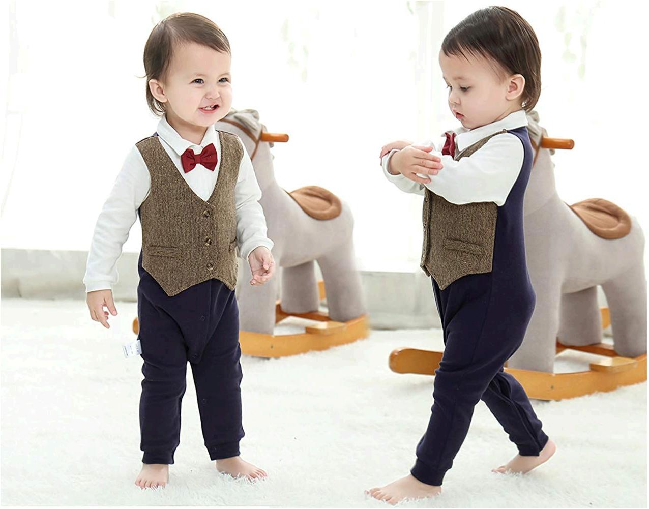 Xifamniy Baby Boy Tuxedo Dress Up Suits Formal Fancy Gentleman, Brown