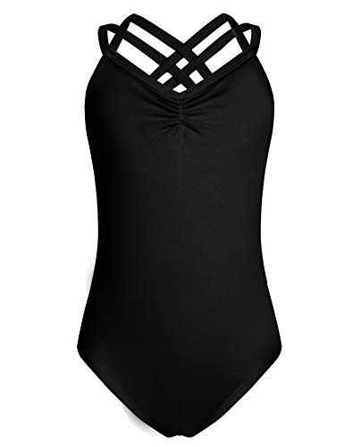 Arshiner Kids Girl'S Double Strap Slim Solid Camisole Leotard (170(Age: 12-13Y), Black(Fba)) (746827704812)