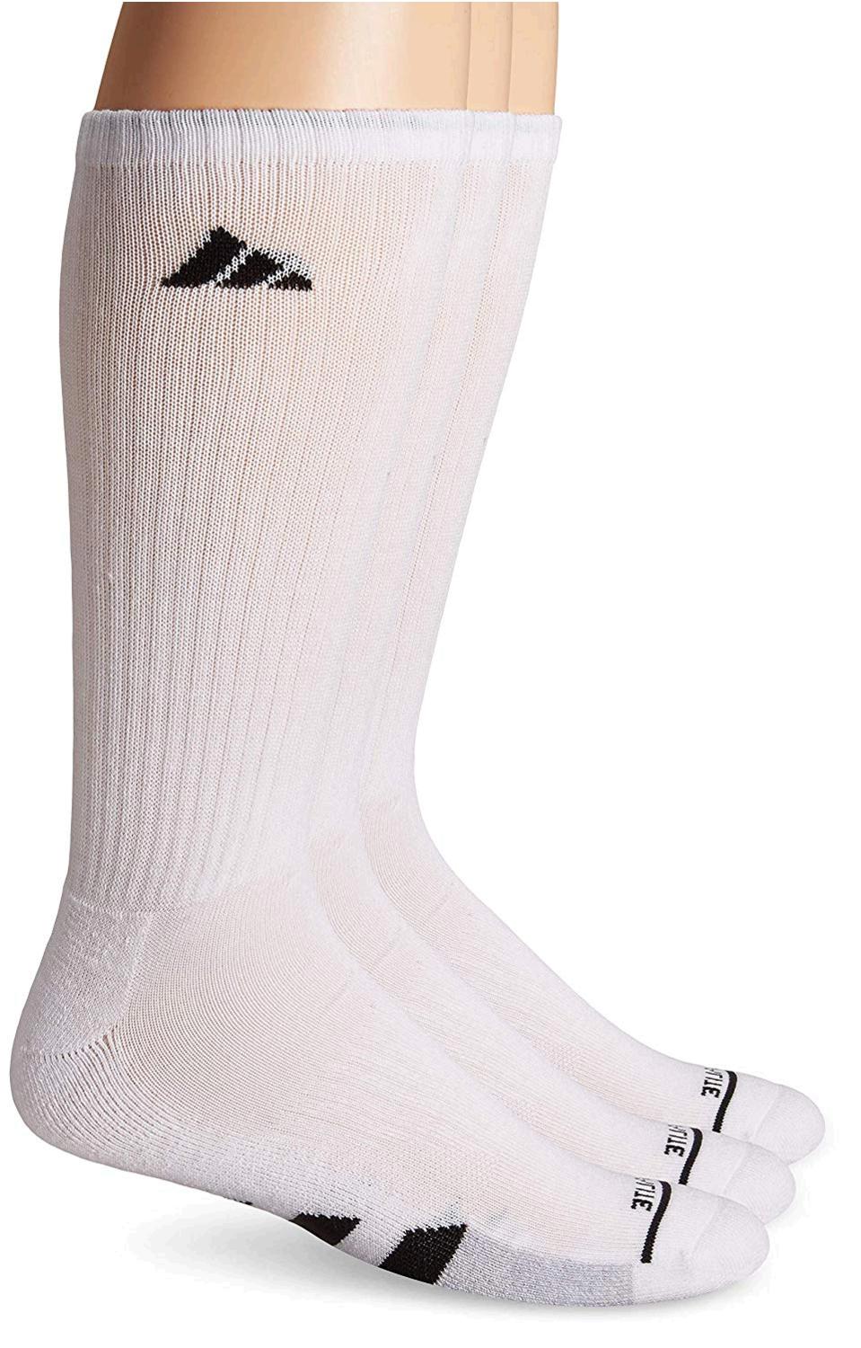adidas Men's Cushioned Crew Socks (3-Pair), White/Black/White -, Black ...