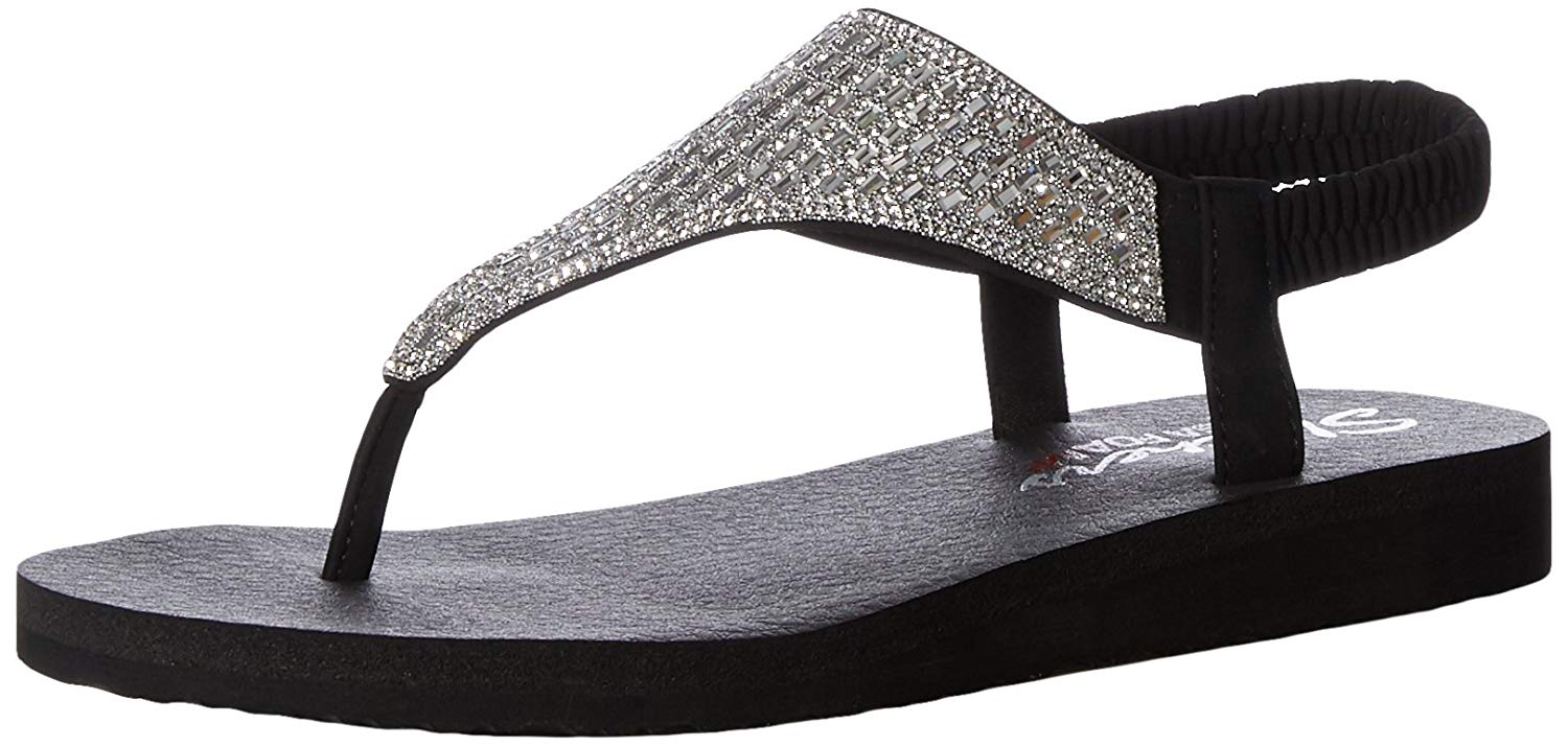 skechers women's sandals black