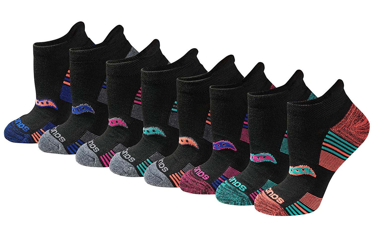Saucony Women's Performance Heel Tab Athletic Socks (8 & 16, Black ...