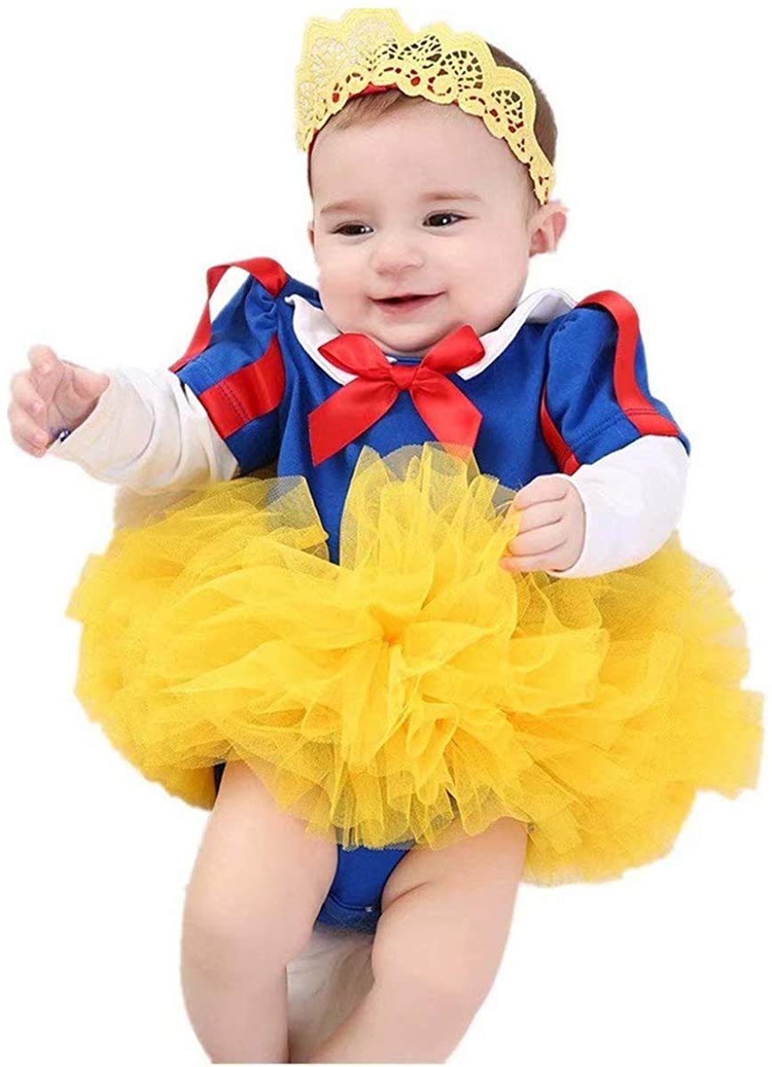 MYRISAM Christmas Costumes for Baby Toddler Girls Snow White Mermaid Princess Birthday Bodysuit Romper Tutu Dress w//Headband