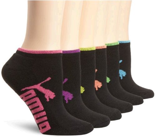 Puma Women's Half Terry Runner Socks 6-Pack, Black, 9-11, Black, Size 9 ...