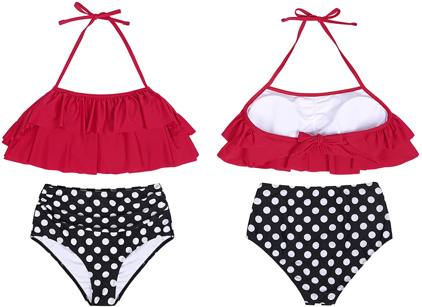 MetCuento Mommy and Me Family Matching Swimsuits Women, Red-340, Size ...