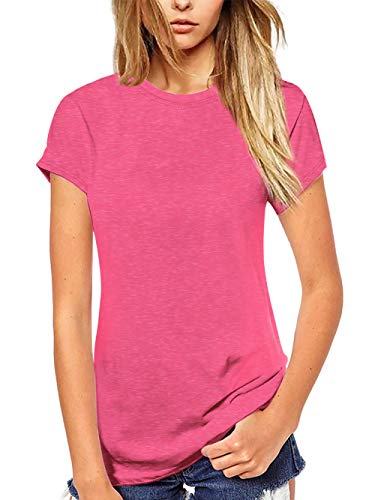 Beluring Women T Shirt Short Sleeve Crew Neck Tee, Model B:pink, Size Medium | eBay