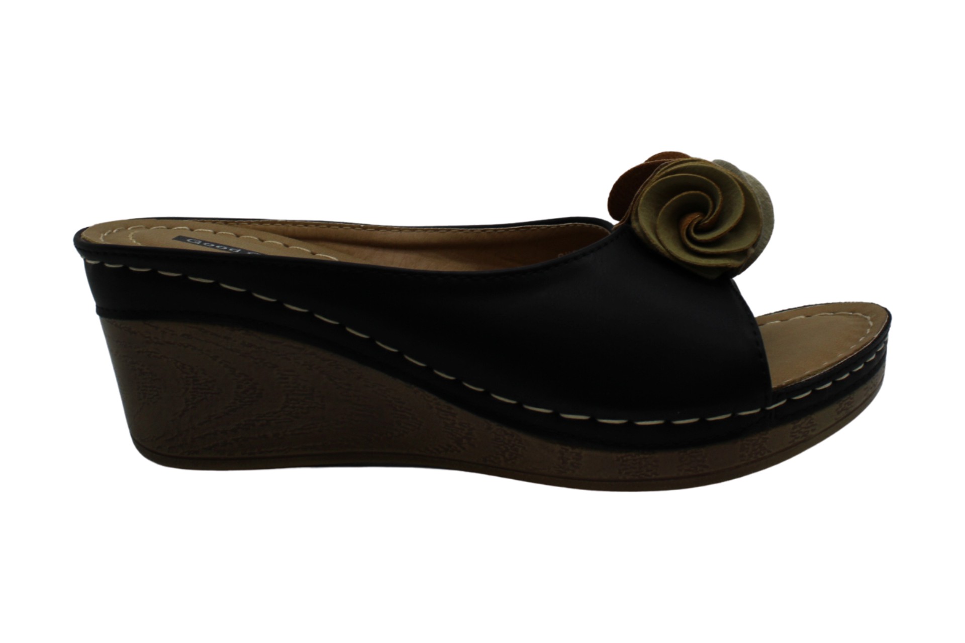 Good Choice Women's Shoes Sydney Leather Peep Toe Casual, Black, Size 7