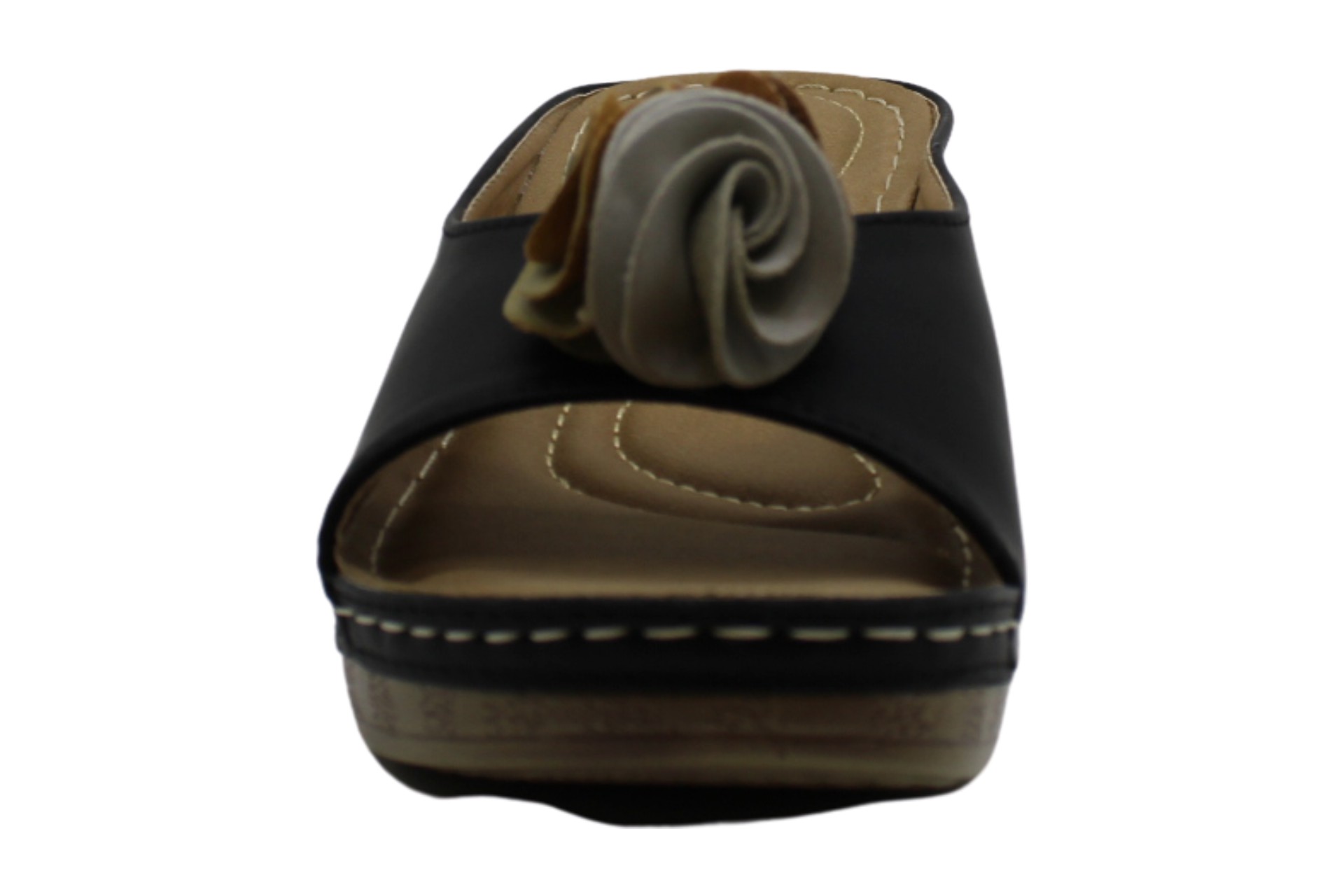 Good Choice Women's Shoes Sydney Leather Peep Toe Casual, Black, Size 7