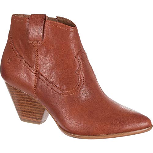 FRYE Women's Reina Leather Booties Pointed Toe, Cognac, Size 9.5 0u3e
