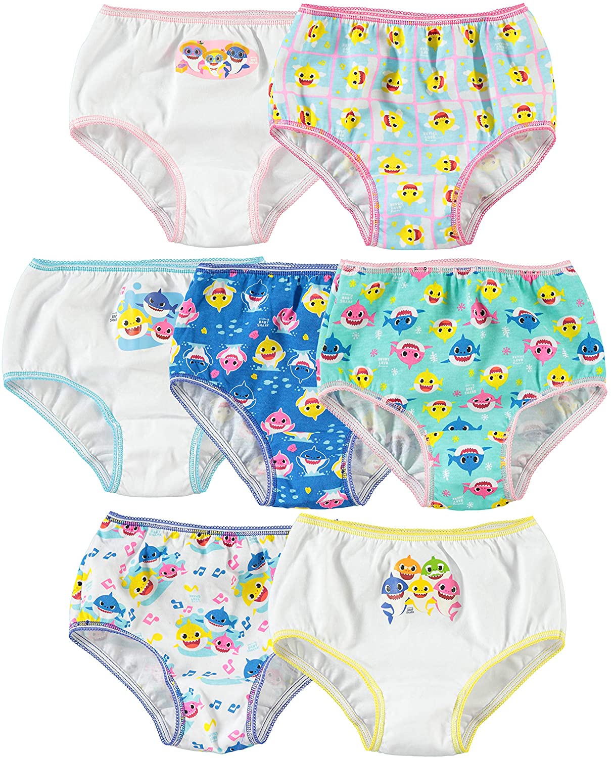 Baby Shark Girls' Toddler 7pk Panties,, Baby Shark, Size 4.0 63JE eBay