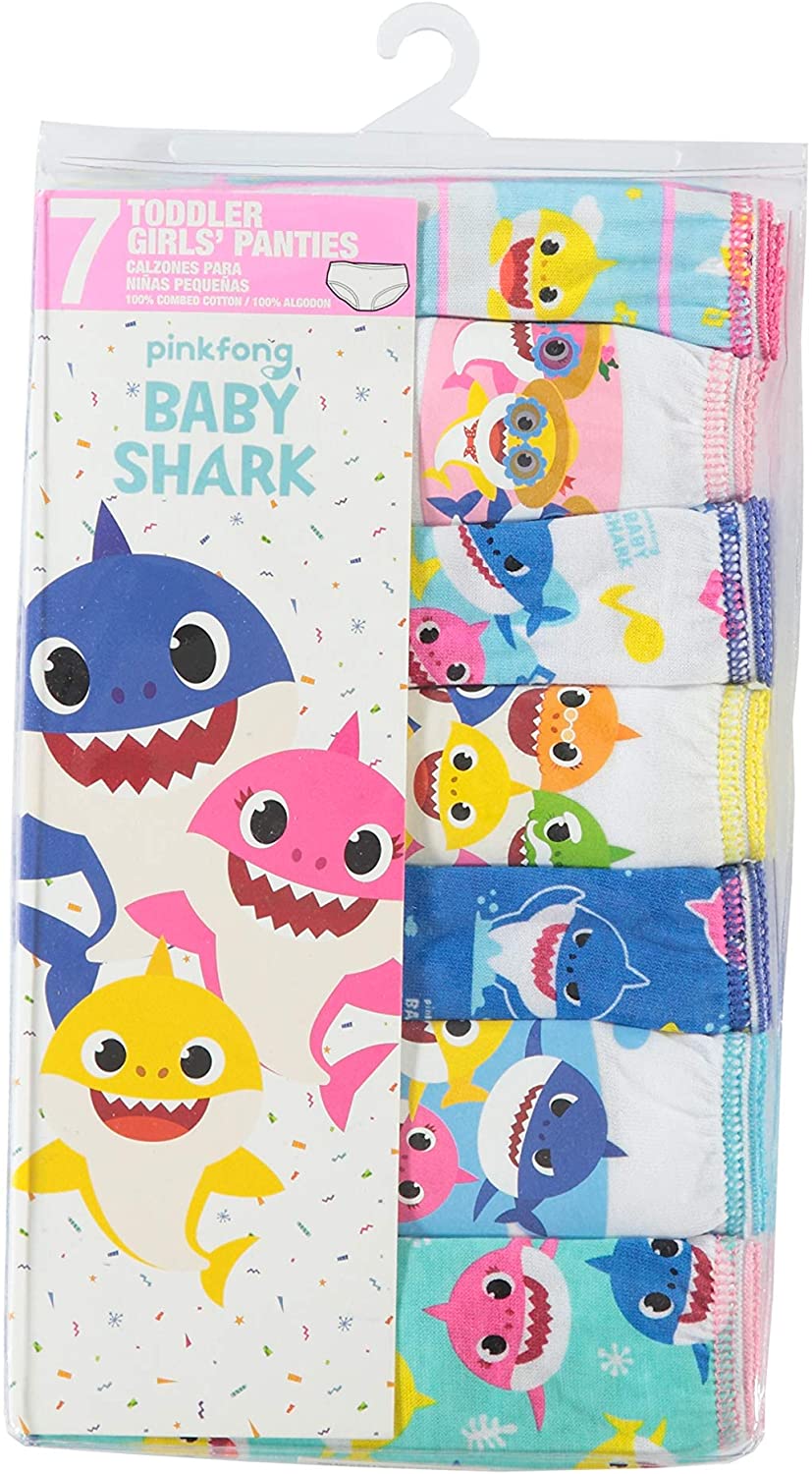 Baby Shark Girls' Toddler 7pk Panties,, Baby Shark, Size 4.0 iNDH