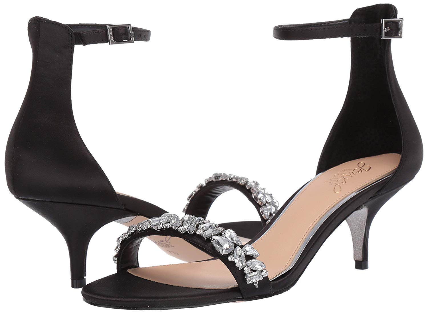 Jewel Badgley Mischka Women's Dash Sandal, Black Satin,, Black Satin ...