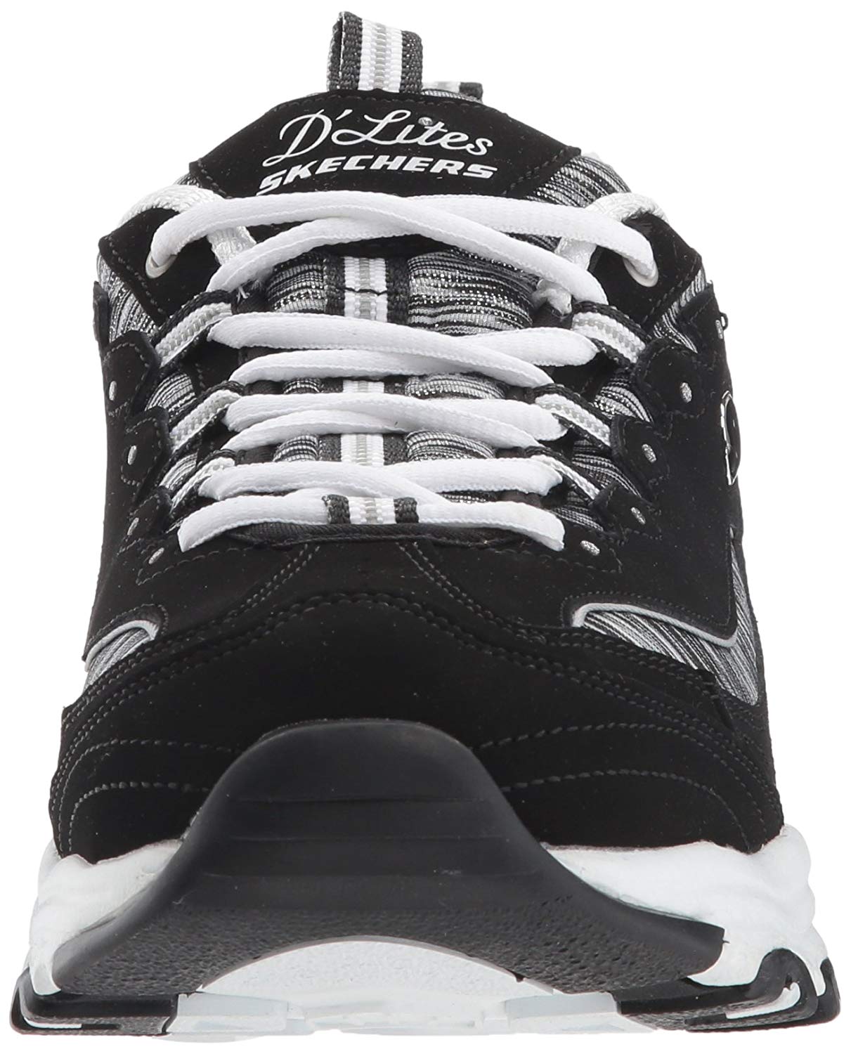 ladies skechers black lace up trainers