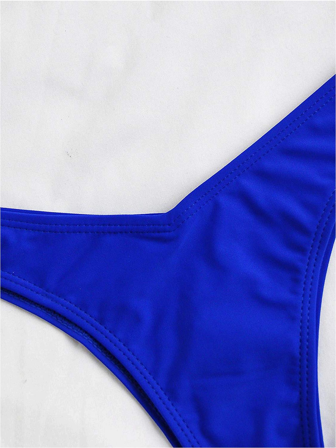 Verdusa Women's Sexy Triangle Bathing Two Pieces Swimsuit, Blue, Size ...