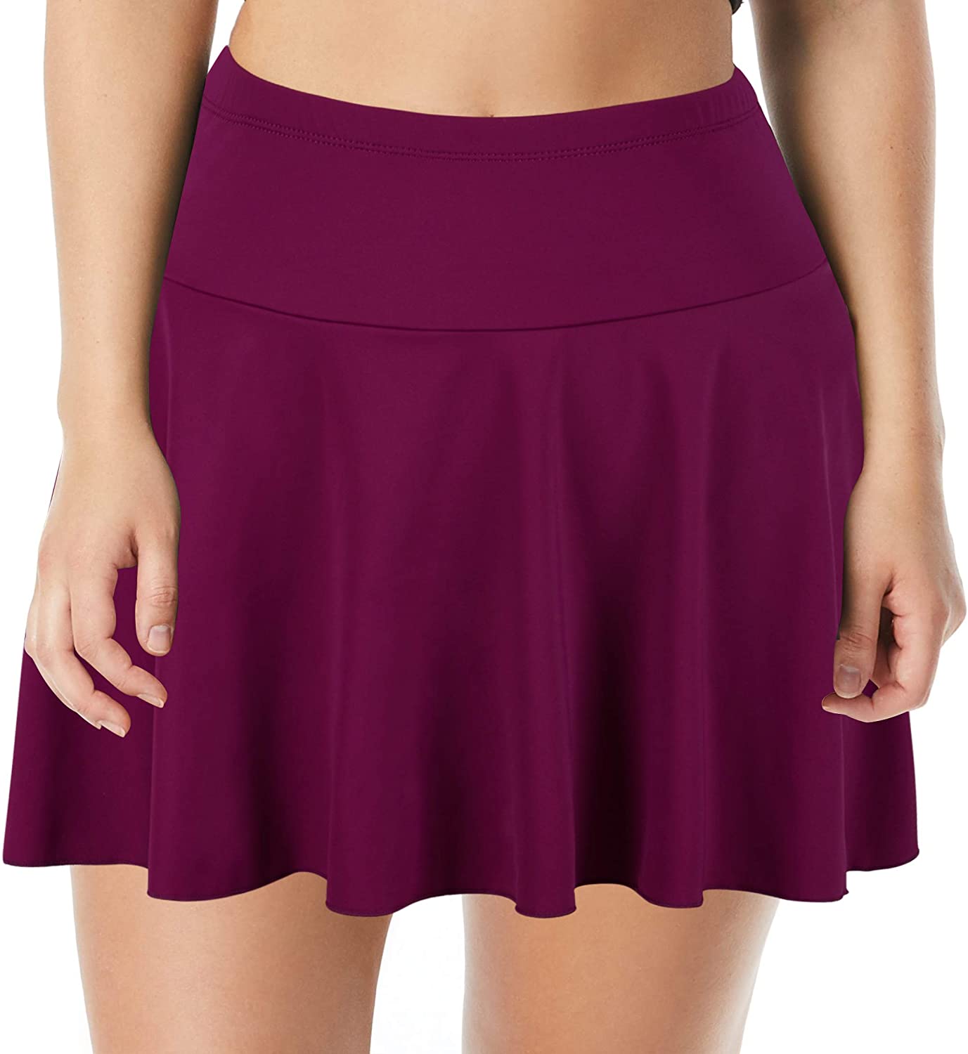 Septangle Women's High Waist Swim Skirt Tummy Control, Fuchsia, Size 14 ...