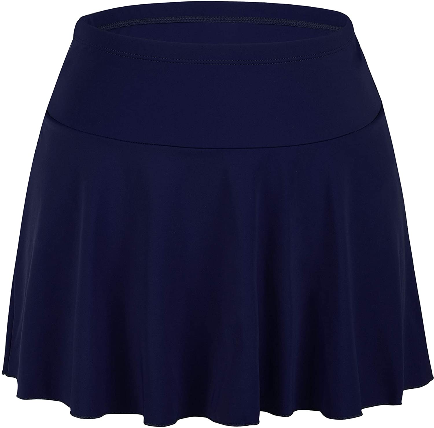 Septangle Women's High Waist Swim Skirt Tummy Control, Navy Blue, Size ...