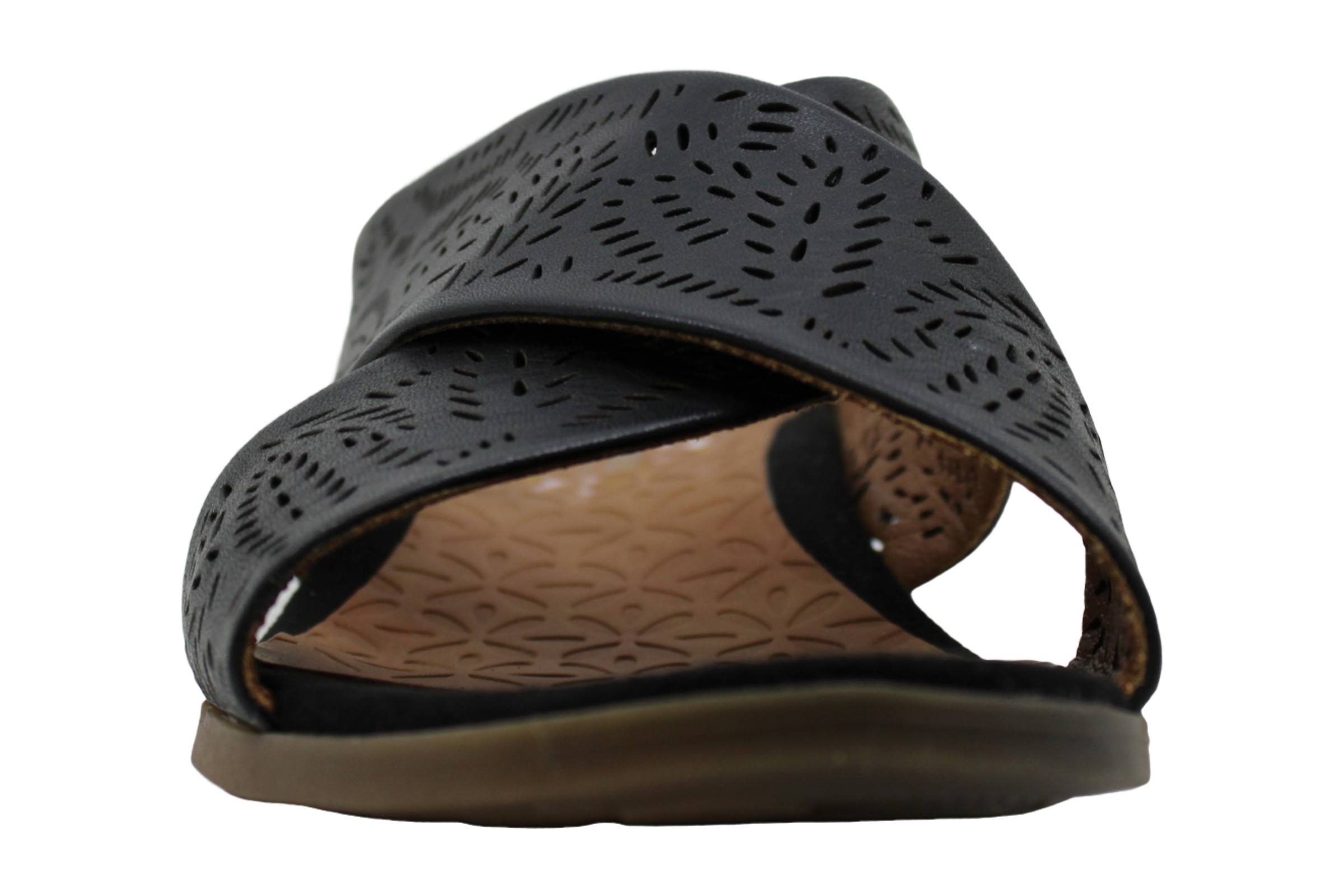 Bare Traps Womens Dafni Leather Open Toe Casual Slide Sandals Black Size 85 K Ebay