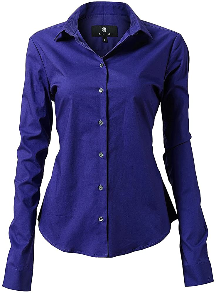 diig Dress Shirt for Women - Long Sleeve Women Tops Blouses,, Blue ...