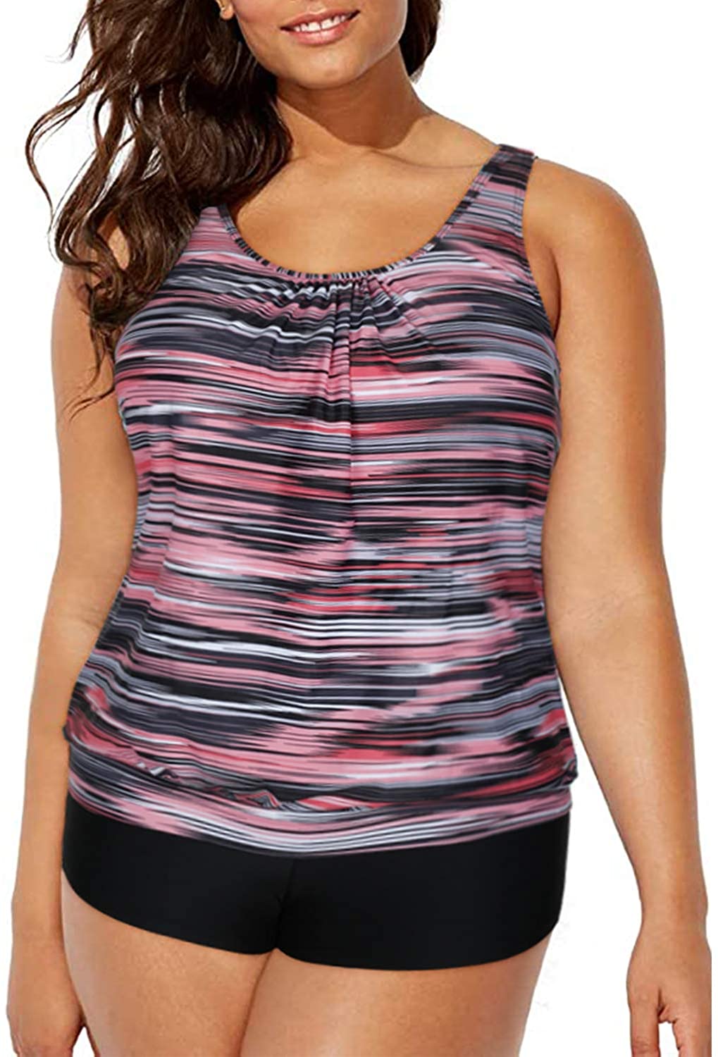 Yonique Plus Size Blouson Tankini Swimsuits For Women Tankini Pink Size P EBay