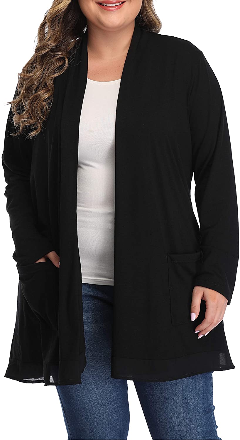 Shiaili Long Plus Size Cardigan Easy to Wear Drape Open Front, Black, Size 2.0 M | eBay
